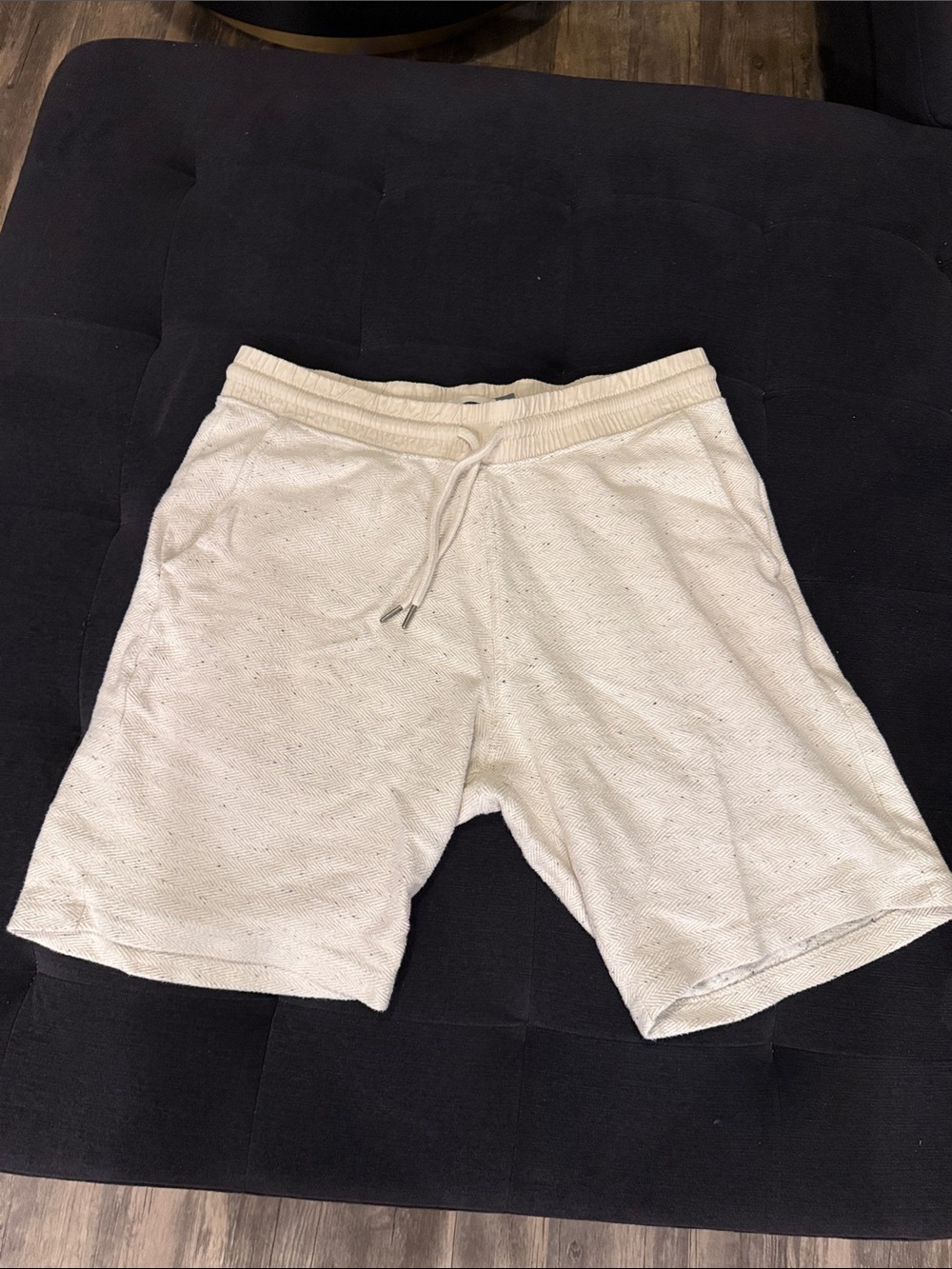 Men's Cream Knit Drawstring Shorts
